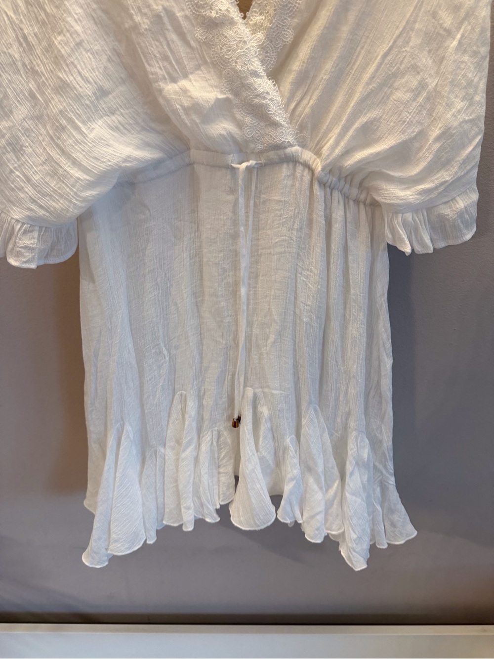 Aakaa Ivory V-Neck Ruffle Mini Dress - Picture 4 of 7